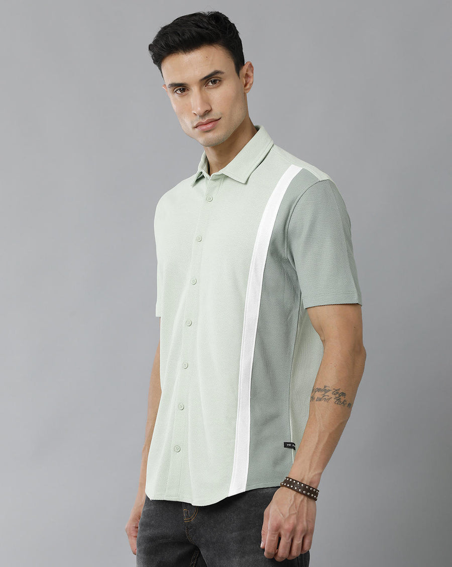 Men Color Block Slim Fit Casual Shirt