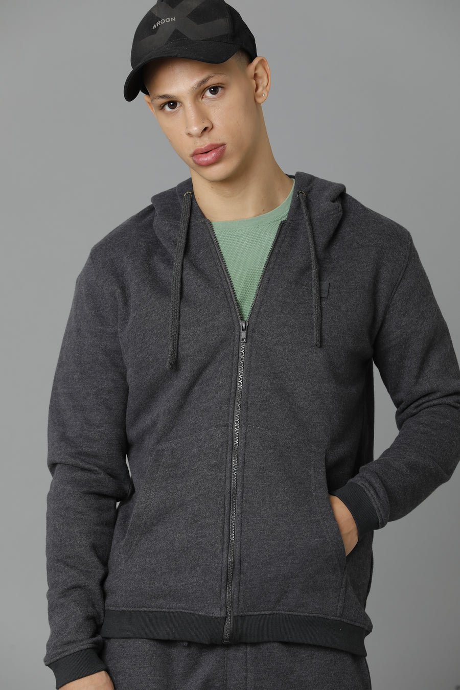 Voi Jeans Mens Regular Fit Dark Grey Sweatshirt