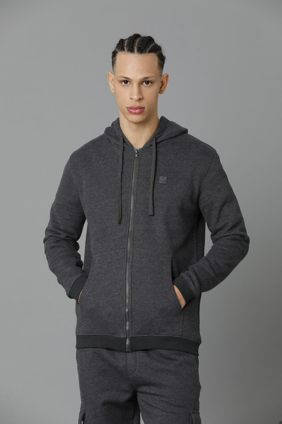 Voi Jeans Mens Regular Fit Dark Grey Sweatshirt