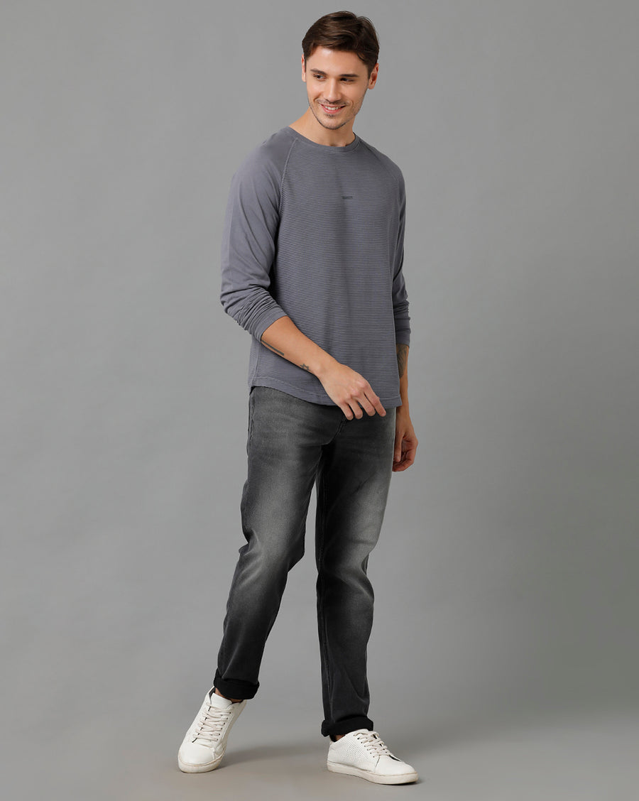 Striped Round Neck Cotton T-shirt