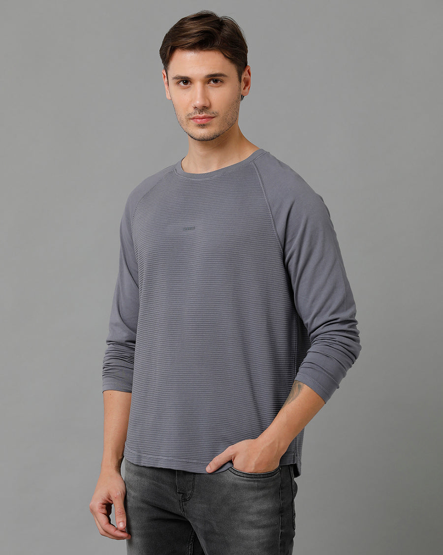 Striped Round Neck Cotton T-shirt