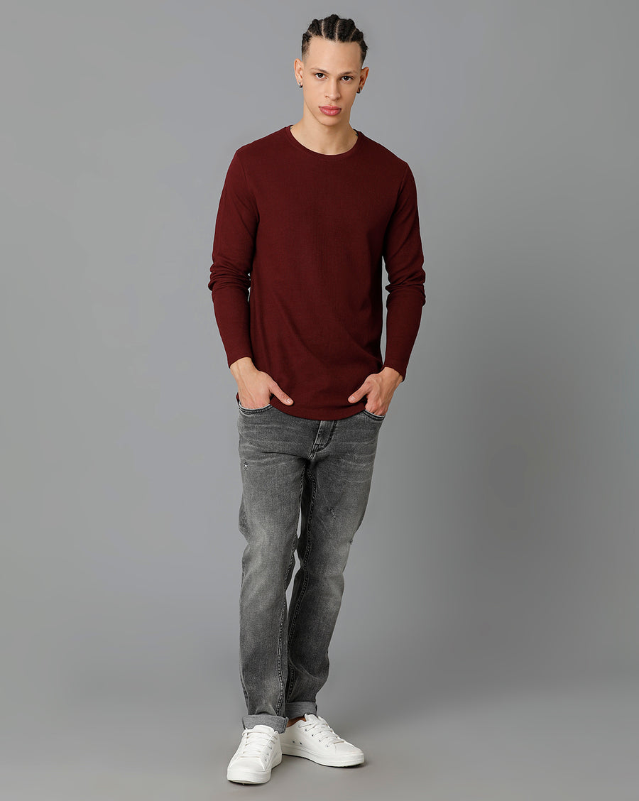 Men's Wine Regular Fit T-Shirt