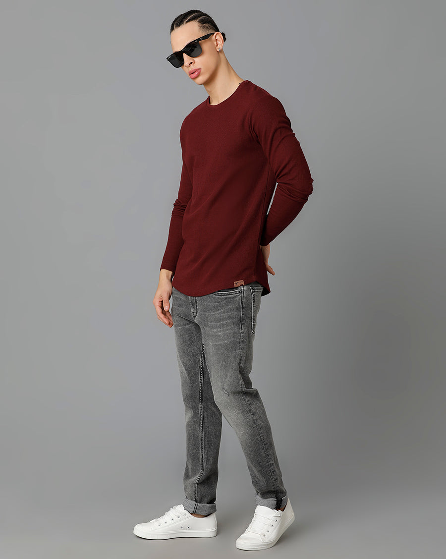 Men's Wine Regular Fit T-Shirt