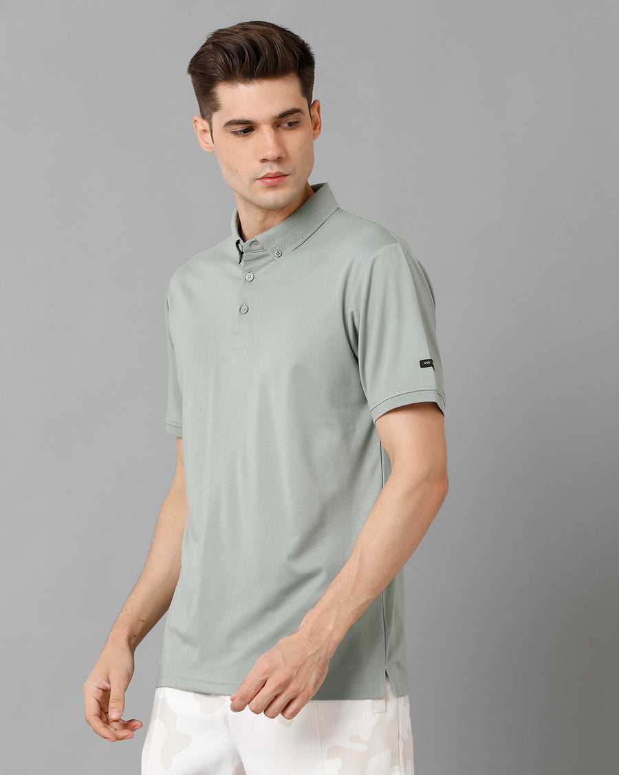 Men Solid Regular Fit Casual T-Shirt