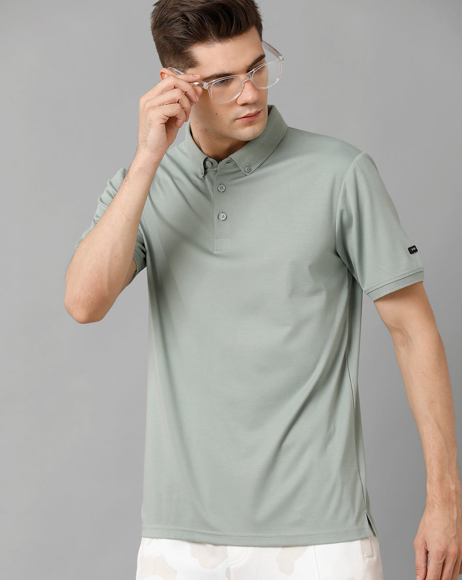 Men Solid Regular Fit Casual T-Shirt