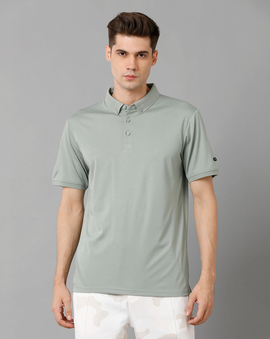 Men Solid Regular Fit Casual T-Shirt