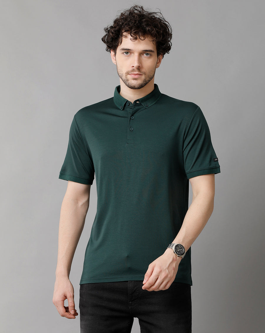 Men Solid Regular Fit Casual T-Shirt