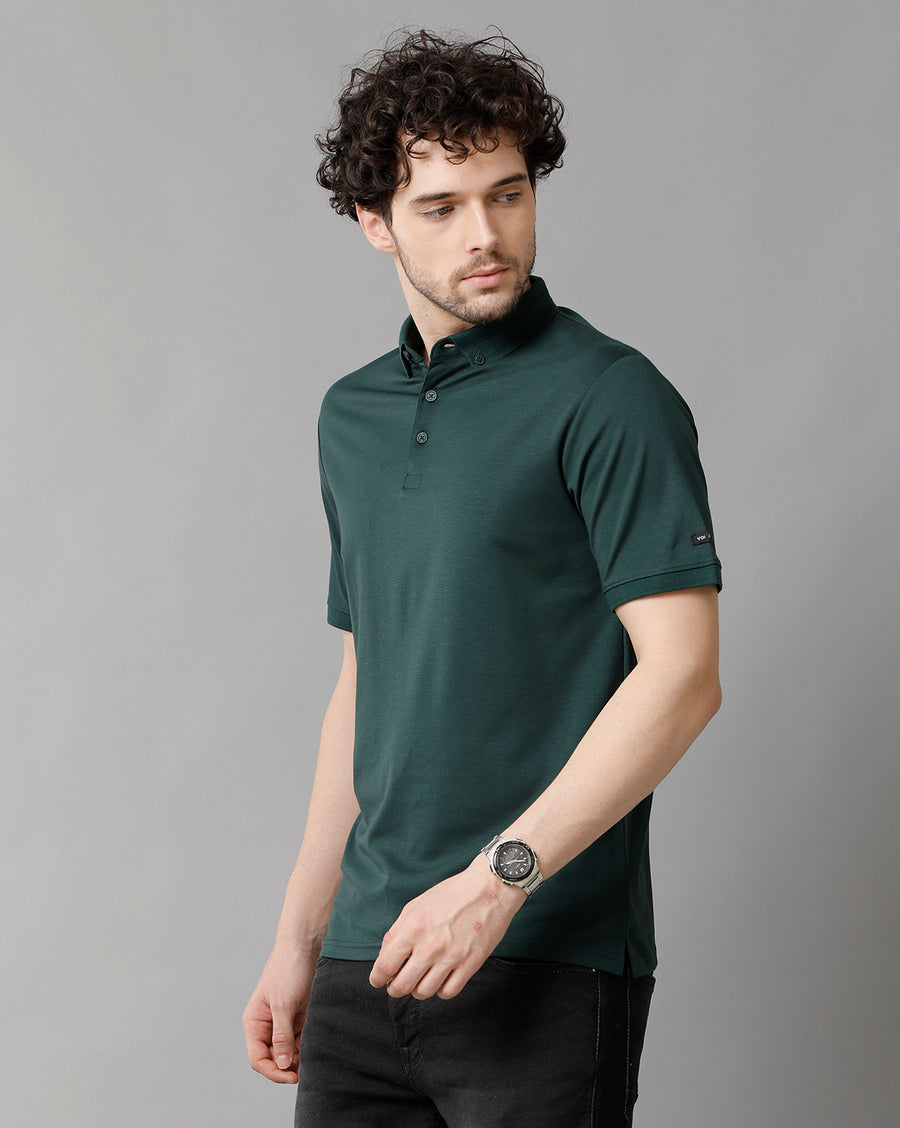 Men Solid Regular Fit Casual T-Shirt