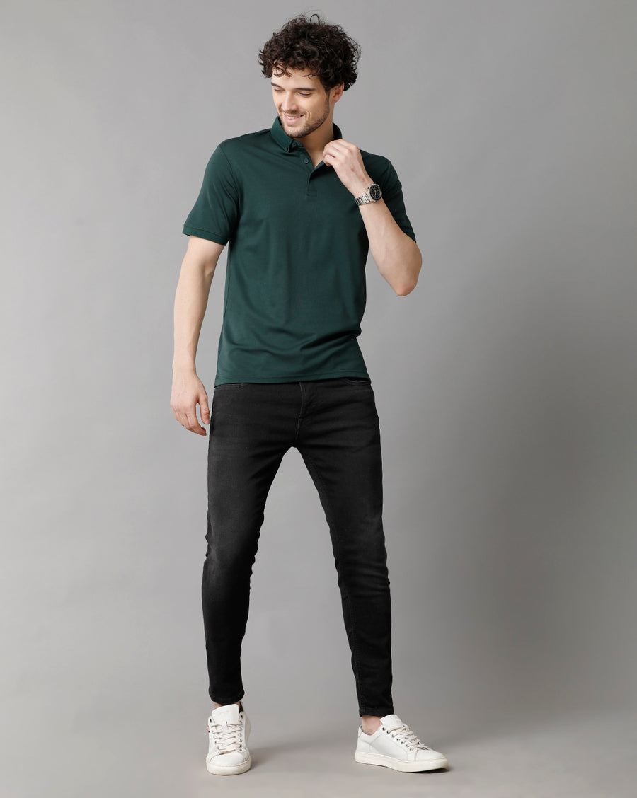 Men Solid Regular Fit Casual T-Shirt