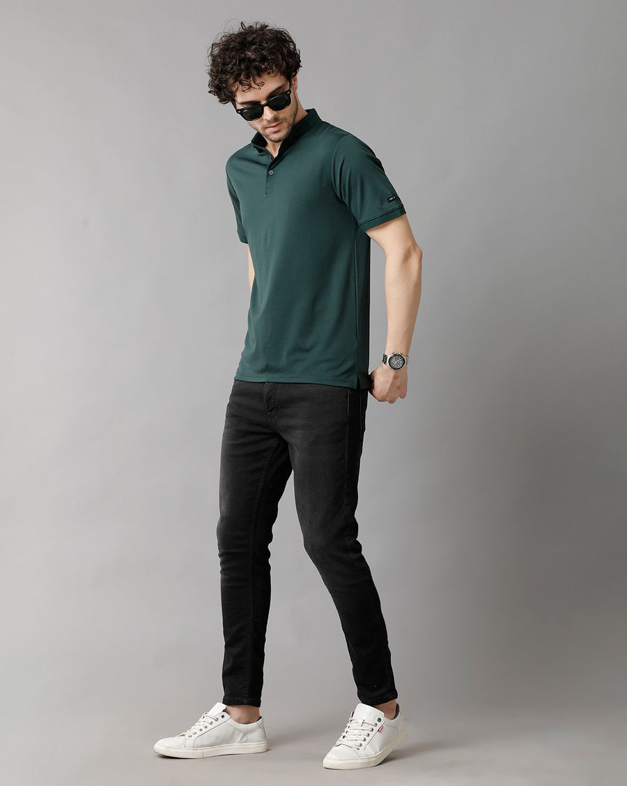 Men Solid Regular Fit Casual T-Shirt