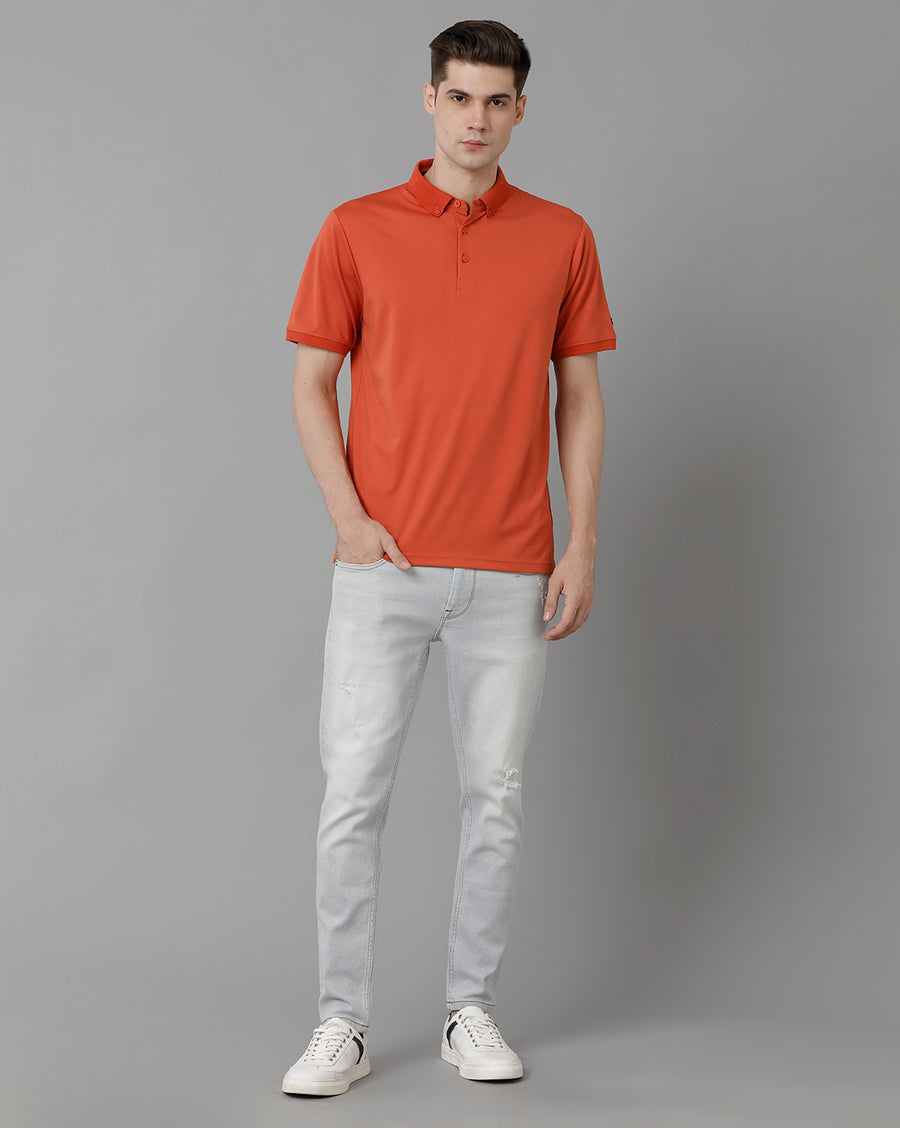 Men Solid Regular Fit Casual T-Shirt