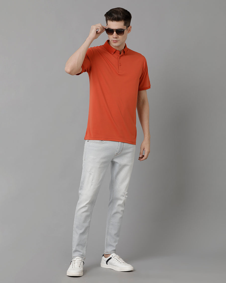 Men Solid Regular Fit Casual T-Shirt