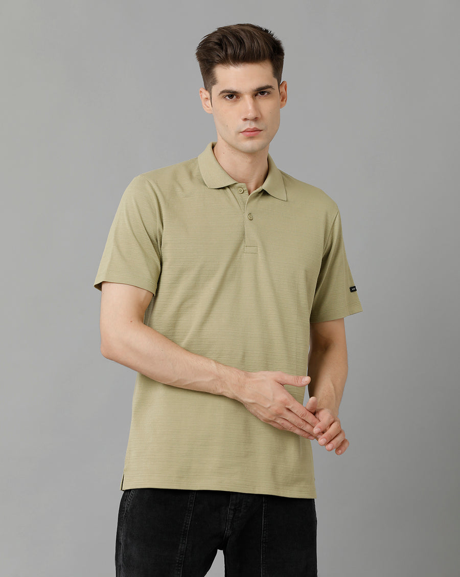 Men Self Knit Soild  Regular Fit Casual T-Shirt
