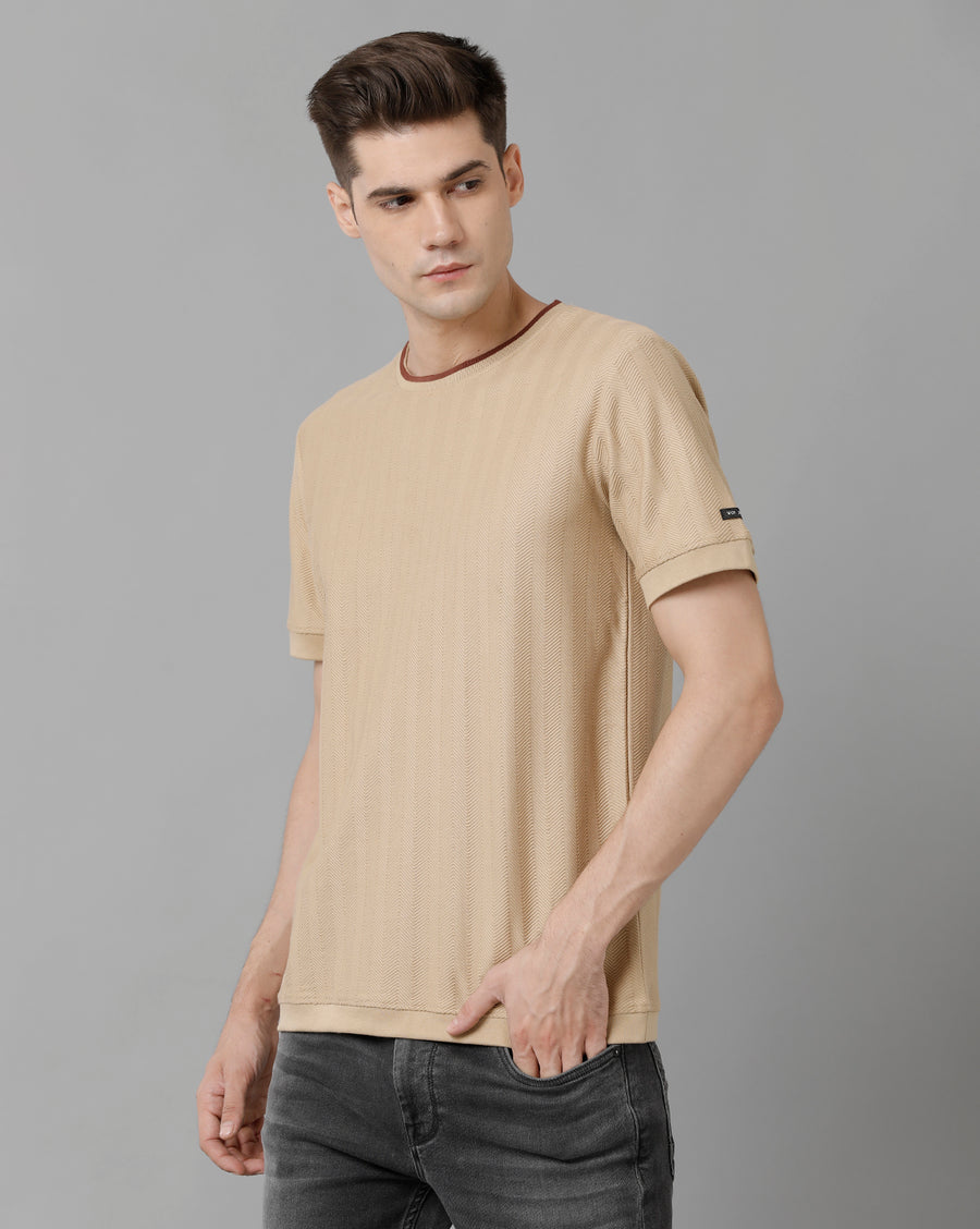 Men Solid Regular Fit Casual T-Shirt