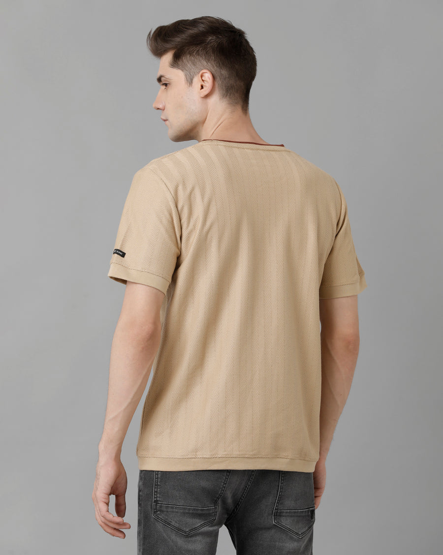 Men Solid Regular Fit Casual T-Shirt