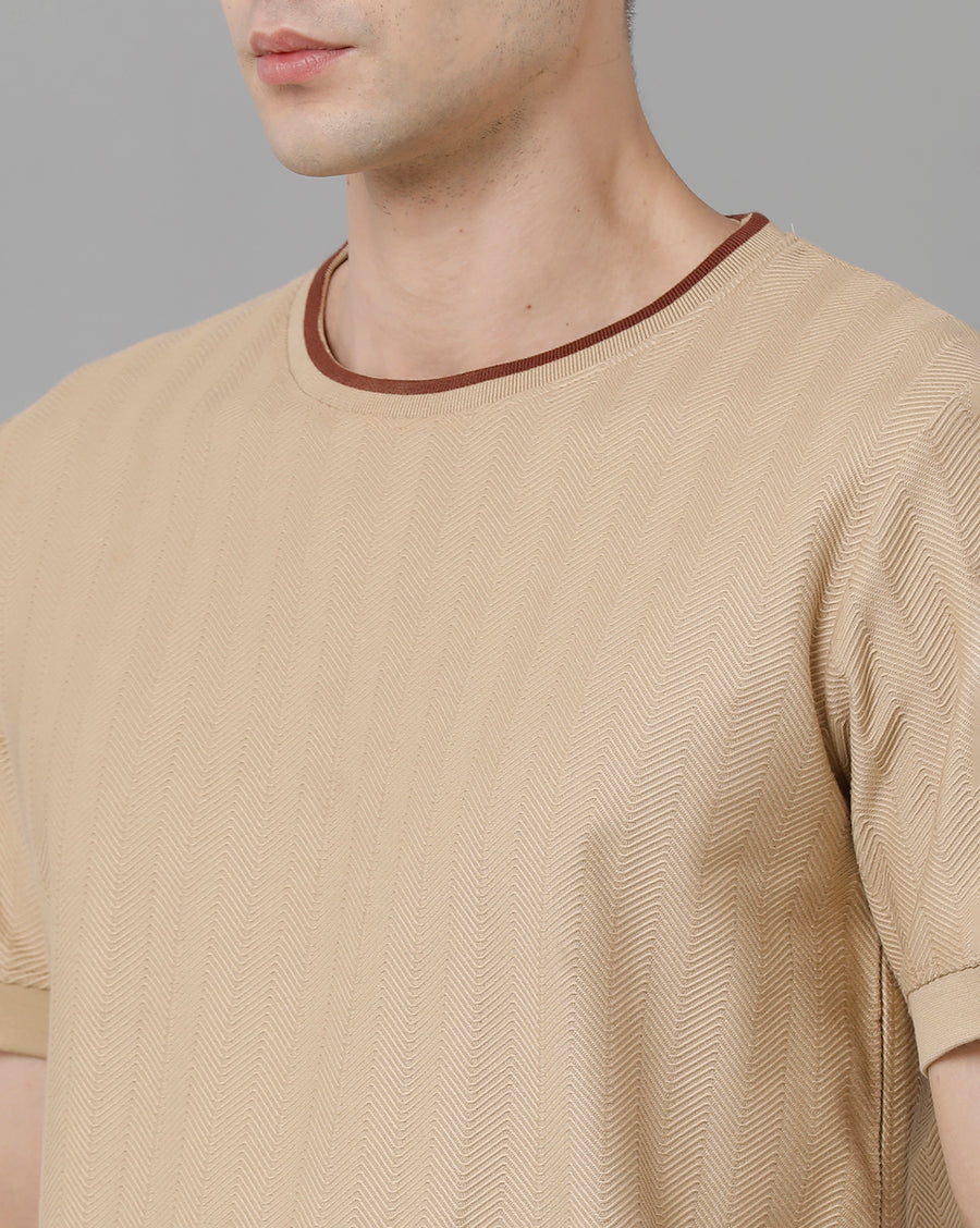Men Solid Regular Fit Casual T-Shirt