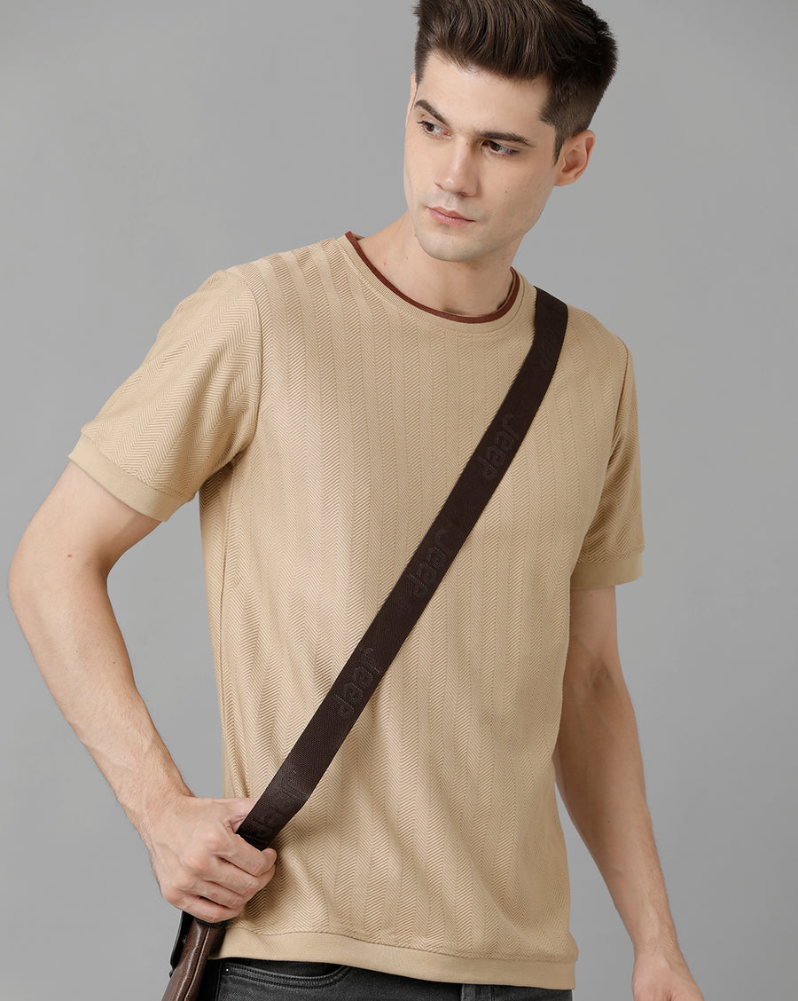 Men Solid Regular Fit Casual T-Shirt