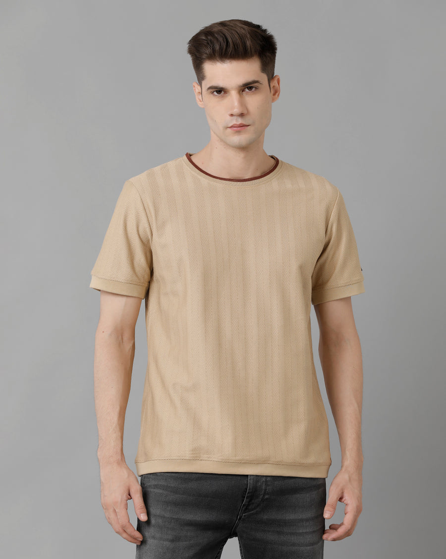 Men Solid Regular Fit Casual T-Shirt