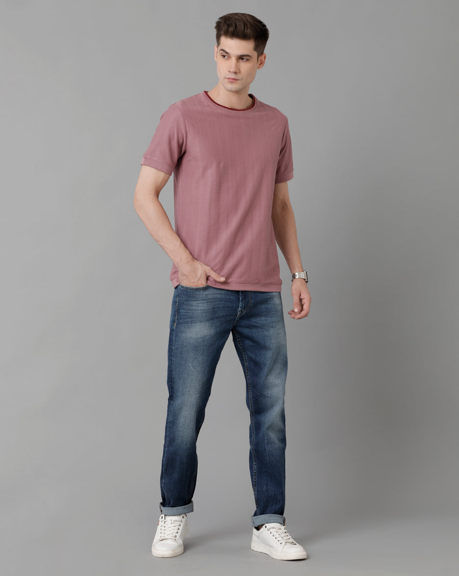 Men Solid Regular Fit Casual T-Shirt