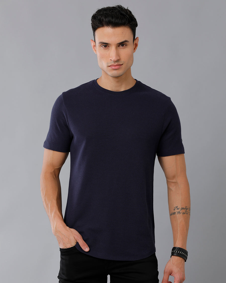 Men Waffle Regular Fit Casual T-Shirt