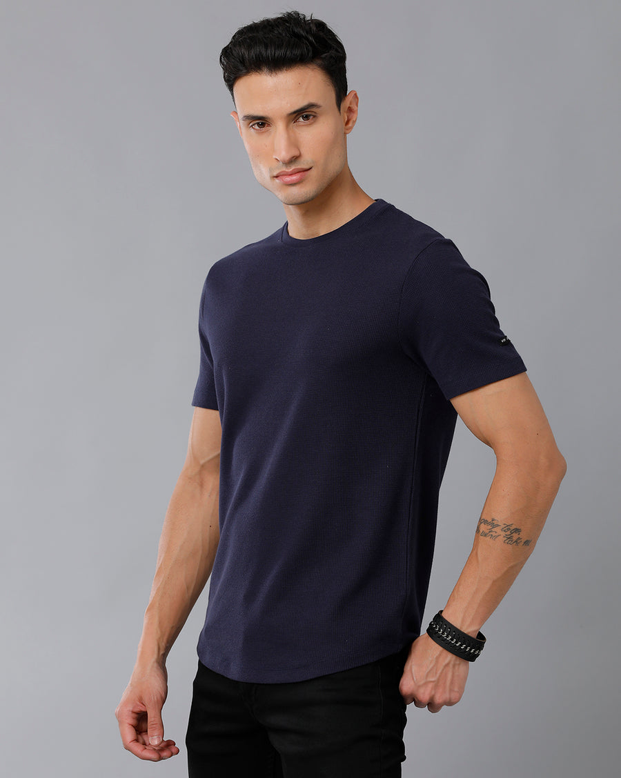 Men Waffle Regular Fit Casual T-Shirt