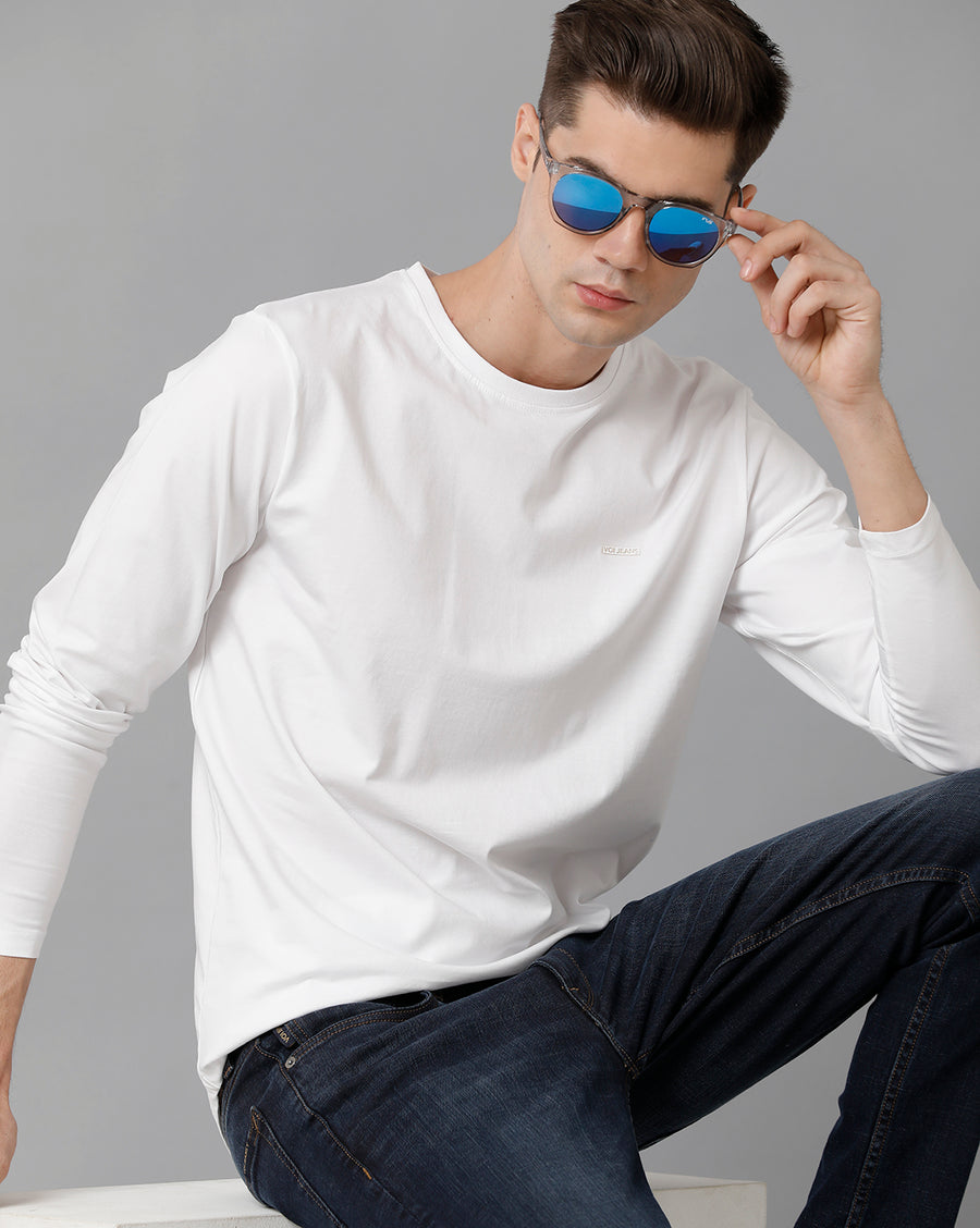 Men Solid Regular Fit Casual T-Shirt