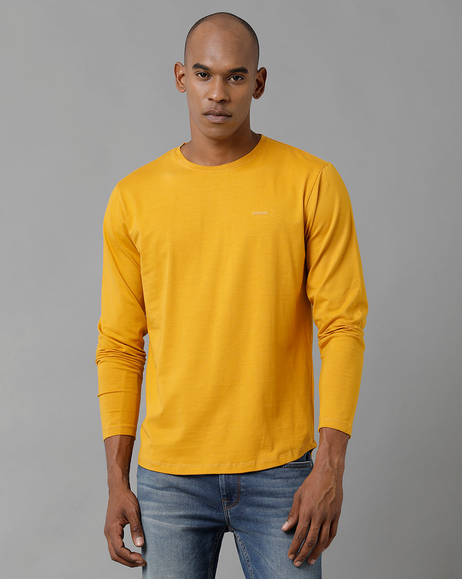 Men Solid Regular Fit Casual T-Shirt