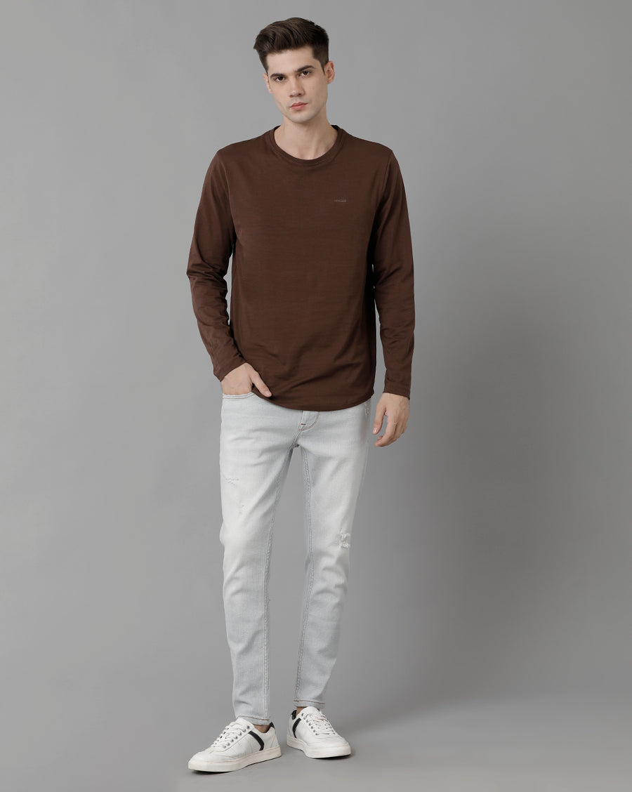 Men Solid Regular Fit Casual T-Shirt