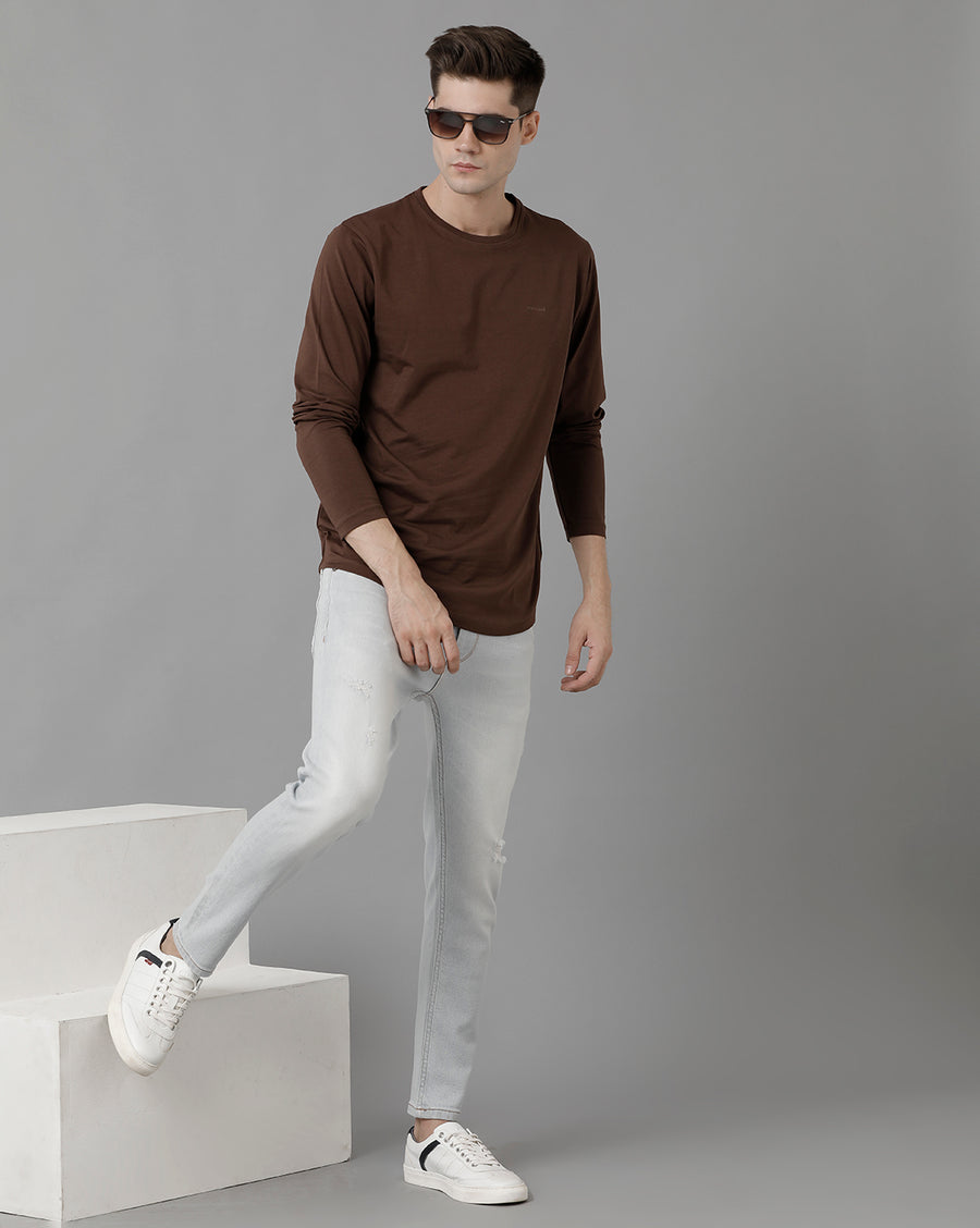 Men Solid Regular Fit Casual T-Shirt