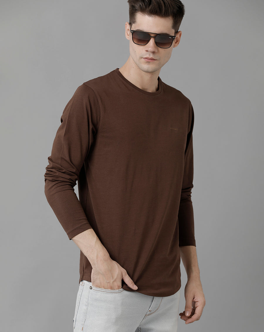 Men Solid Regular Fit Casual T-Shirt