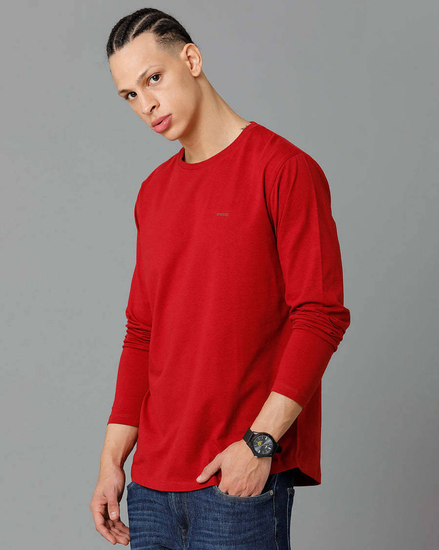 Men Solid Regular Fit Casual T-Shirt