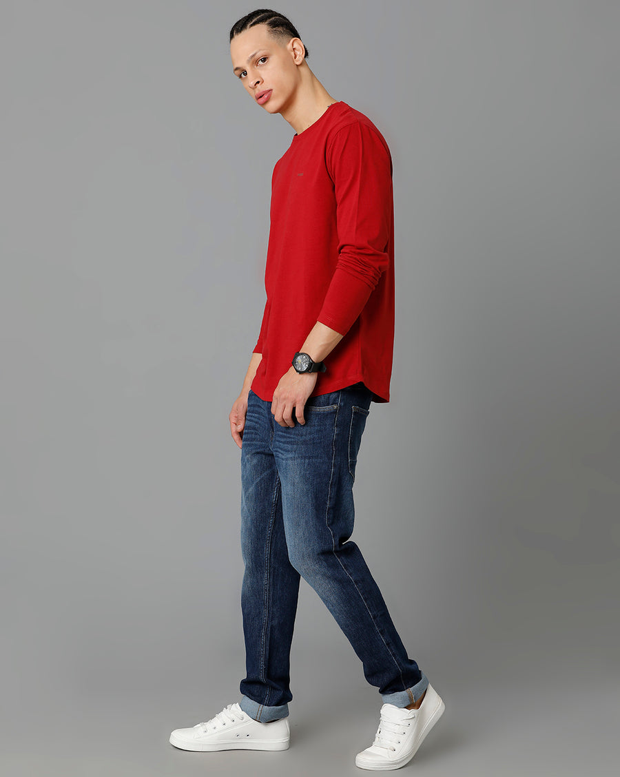 Men Solid Regular Fit Casual T-Shirt