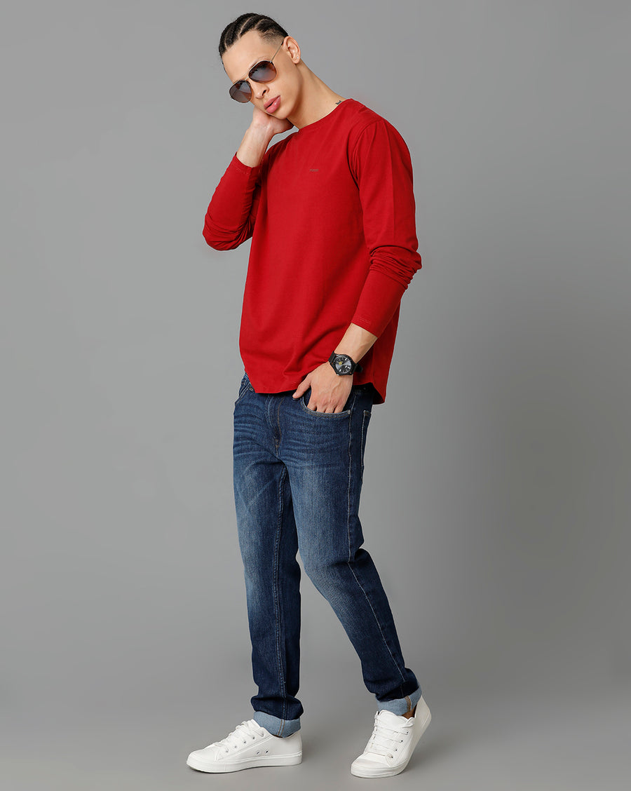 Men Solid Regular Fit Casual T-Shirt