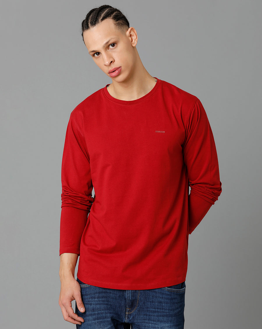 Men Solid Regular Fit Casual T-Shirt