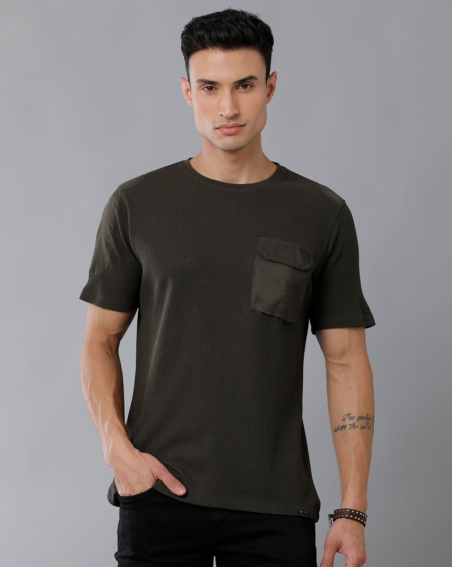 Men Waffle Regular Fit Casual T-Shirt