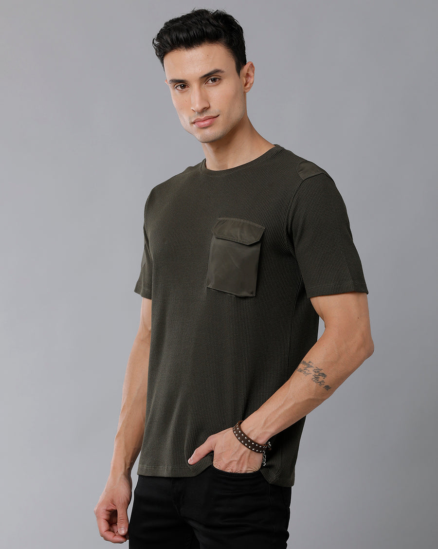 Men Waffle Regular Fit Casual T-Shirt