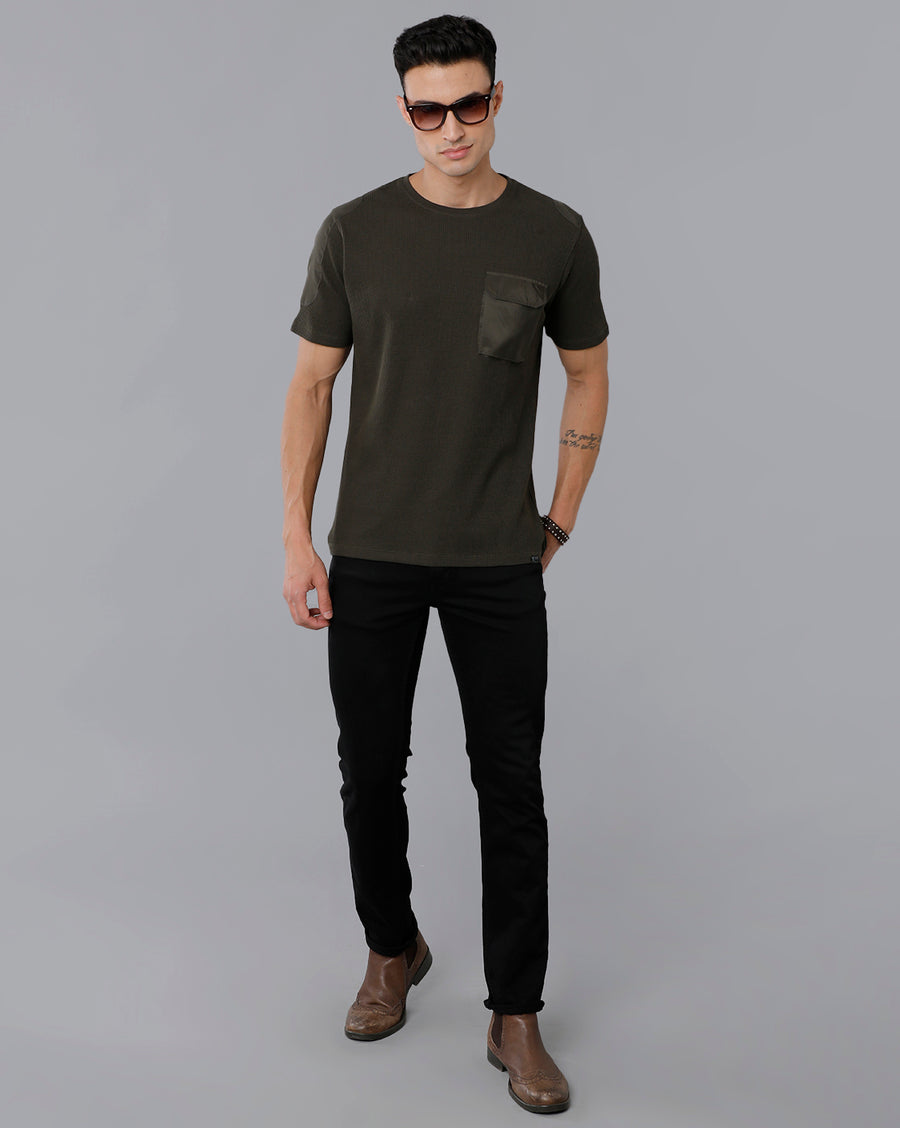 Men Waffle Regular Fit Casual T-Shirt