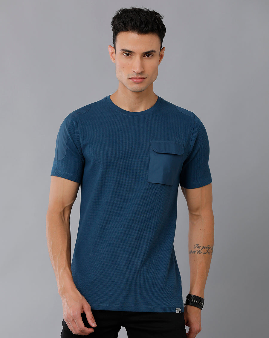 Men Waffle Regular Fit Casual T-Shirt