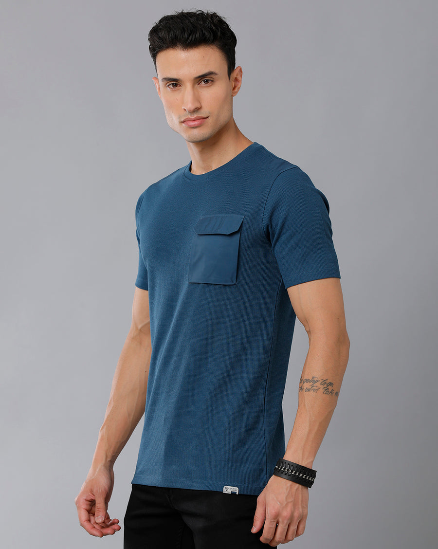 Men Waffle Regular Fit Casual T-Shirt