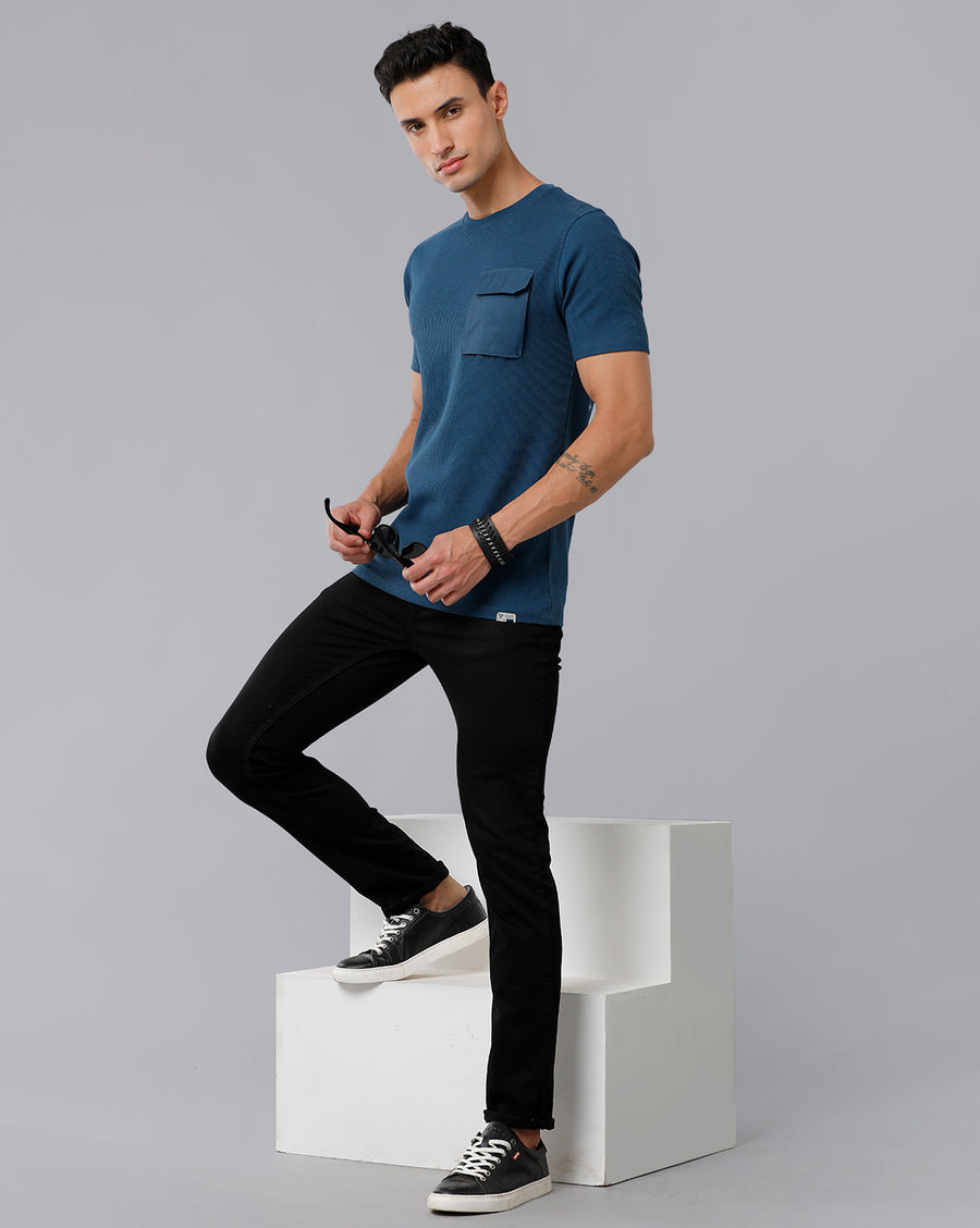 Men Waffle Regular Fit Casual T-Shirt