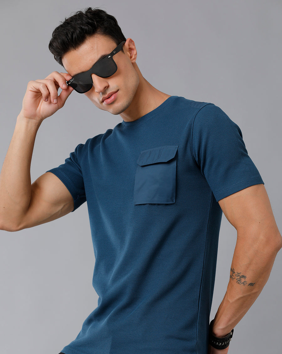 Men Waffle Regular Fit Casual T-Shirt