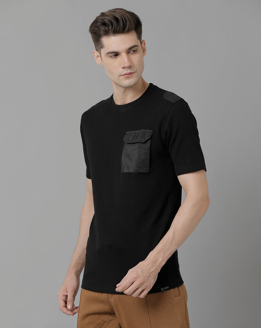 Men Waffle Regular Fit Casual T-Shirt