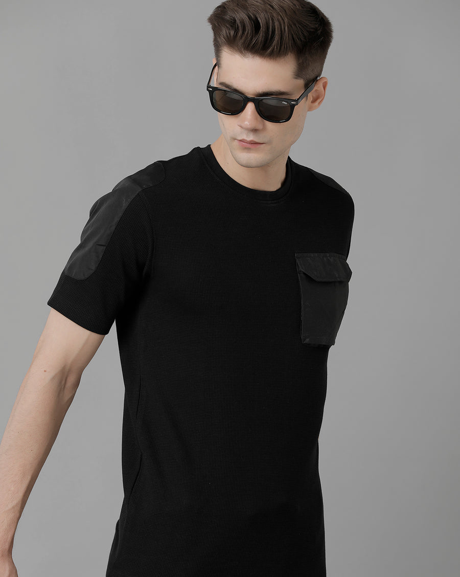 Men Waffle Regular Fit Casual T-Shirt