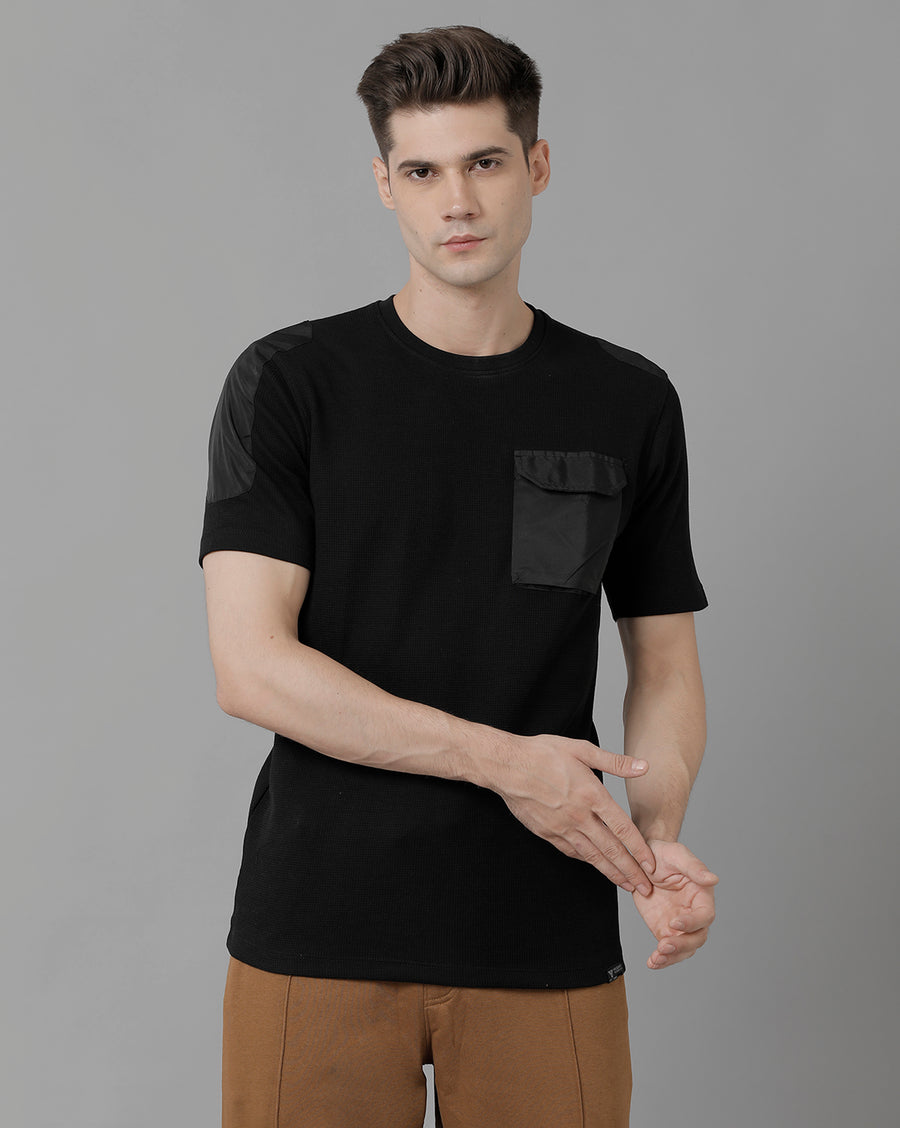 Men Waffle Regular Fit Casual T-Shirt