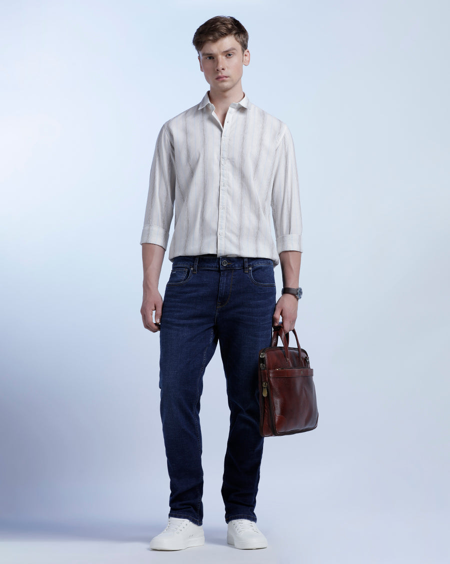 WHITE MUSTARD REGULAR FIT SHIRT