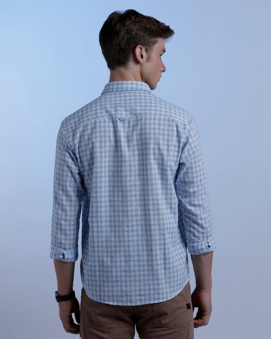 White Blue Checks Regular Fit Shirt