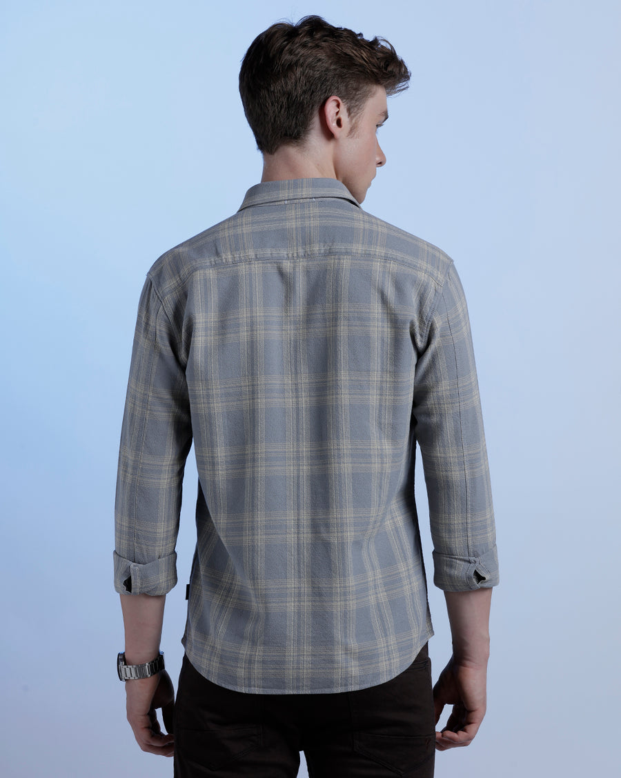 Grey Monument Checks Regular Fit Shirt