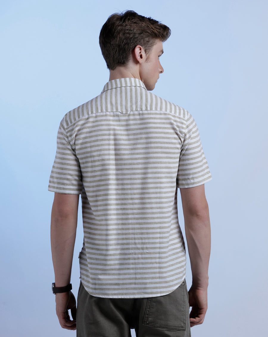 White/Mustard Regular Fit Shirt