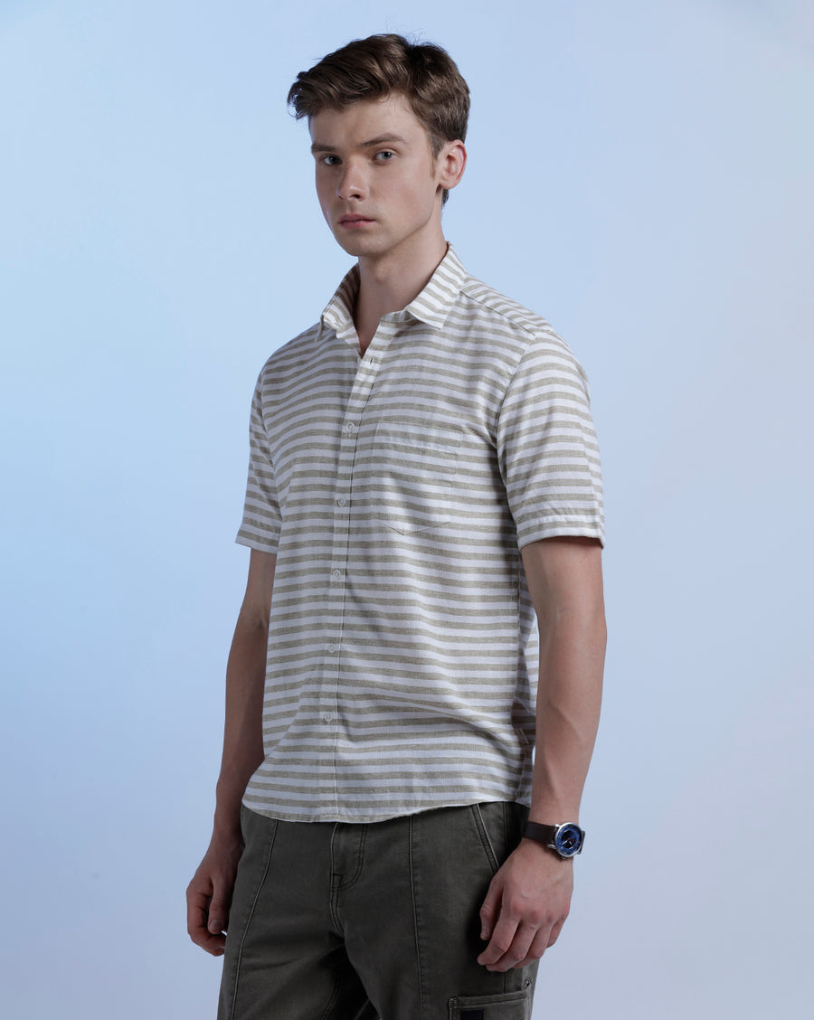 White/Mustard Regular Fit Shirt