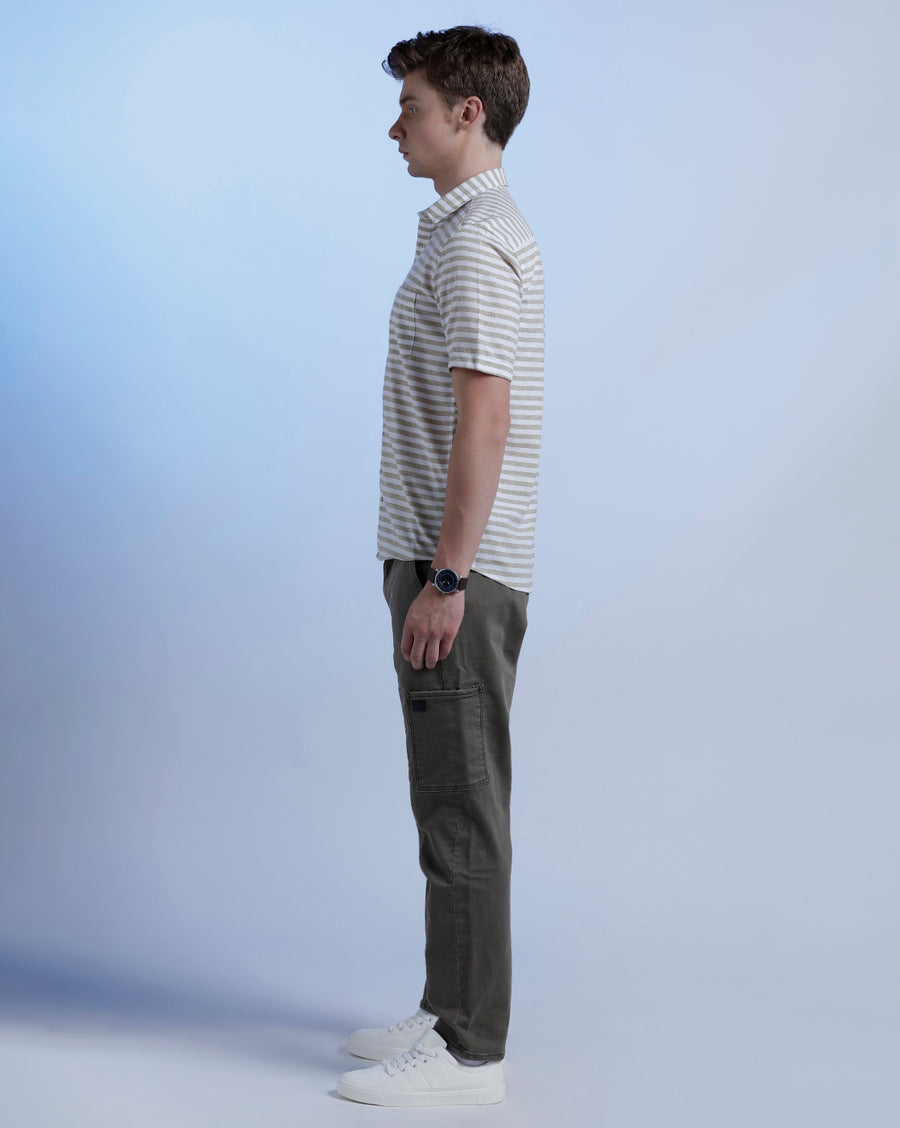 White/Mustard Regular Fit Shirt